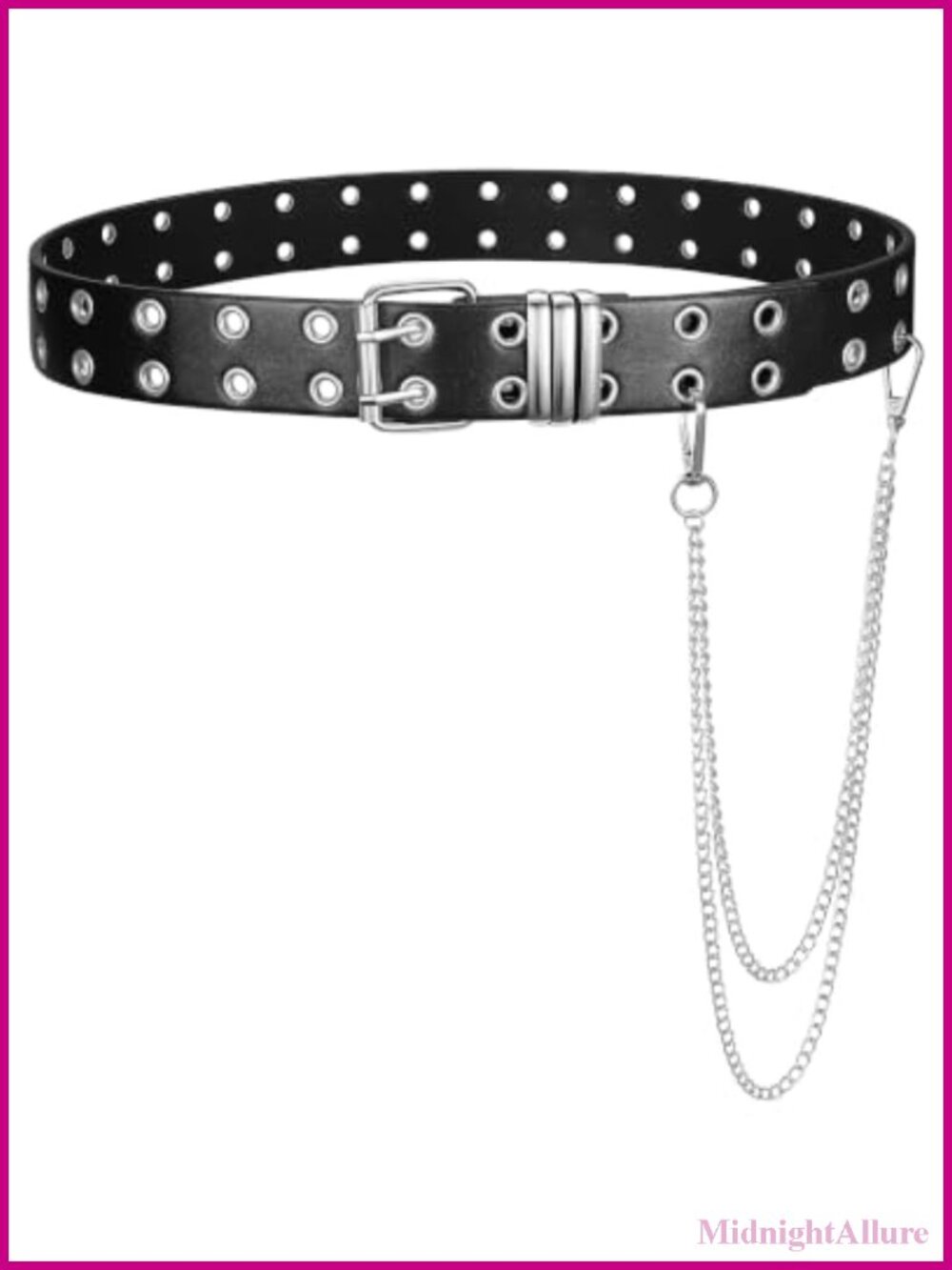 Faux Leather Studded Belt with Removable Double Chain Punk Gothic Cosplay